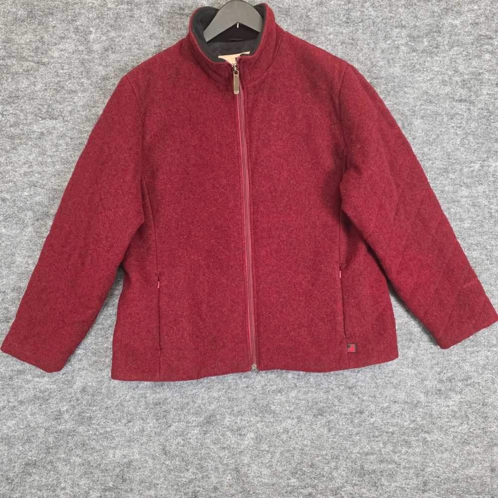 Woolrich Jacket Womens Large Ruby‎ Red 100% Wool Quilted Lined Pockets Casual